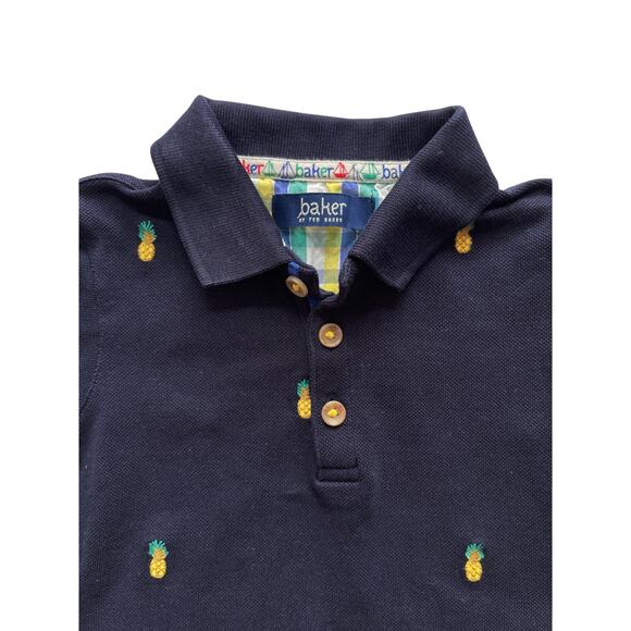Baker By Ted Baker Navy Pineapple Polo Shirt Size 3 - Picture 2 of 5